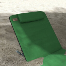 Outsunny 2 Pieces Outdoor Beach Mat Steel Reclining Chair Set W/ Pillow Green - thumbnail 8
