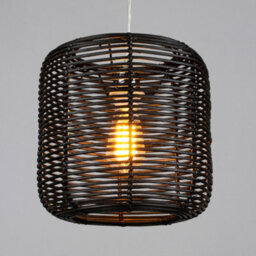 Litecraft Rattan Easy Fit Black Drum Ceiling Light Shade - thumbnail 3