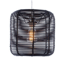 Litecraft Rattan Easy Fit Black Drum Ceiling Light Shade - thumbnail 2