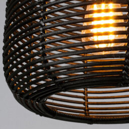 Litecraft Rattan Easy Fit Black Drum Ceiling Light Shade - thumbnail 5