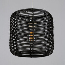 Litecraft Rattan Easy Fit Black Drum Ceiling Light Shade - thumbnail 4
