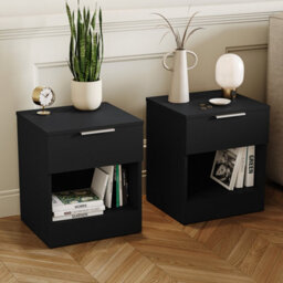 Lassic Vida Designs Trega 4 Piece Bedroom Set (1 Drawer Bedside Chest X2, 4 Drawer Chest, 2 Door 2 Drawer Wardrobe) Black - thumbnail 4