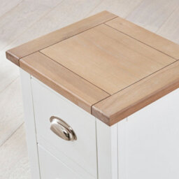 The Furniture Market Cheshire White Painted Slim 2 Drawer Bedside Table Compact White Nightstand With Limed Oak Top Solid Wood Frame Narrow Bedside - thumbnail 6
