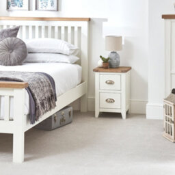 The Furniture Market Cheshire White Painted Slim 2 Drawer Bedside Table Compact White Nightstand With Limed Oak Top Solid Wood Frame Narrow Bedside - thumbnail 3
