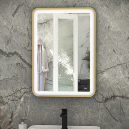 RAK Ceramics Rak Picture Soft Led Illuminated Bathroom Mirror 500X700mm - Brushed Gold, Touch Sensor, Ip44 Rated - thumbnail 1