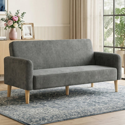 Homcom 2 Seater Sofa, Velvet Small Couch With Plush Backrest, Grey - image 1