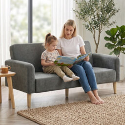 Homcom 2 Seater Sofa, Velvet Small Couch With Plush Backrest, Grey - thumbnail 9