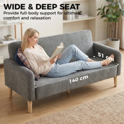 Homcom 2 Seater Sofa, Velvet Small Couch With Plush Backrest, Grey - thumbnail 6