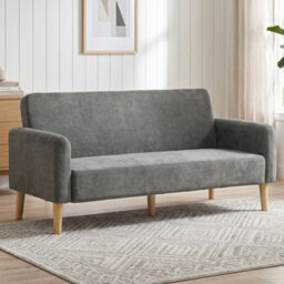 Homcom 2 Seater Sofa, Velvet Small Couch With Plush Backrest, Grey - thumbnail 2