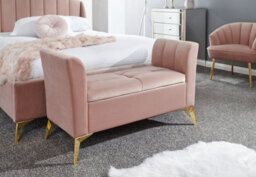 Gfw Pettine Velvet Storage Ottoman Bench Blush Pink
