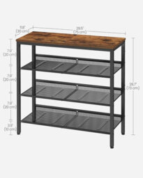 Vasagle Shoe Rack, 4-Tier Shoe Storage With Shelves And Large Top, Adjustable Mesh Shelves,rustic Brown And Ink Black - thumbnail 6