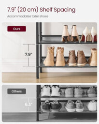 Vasagle Shoe Rack, 4-Tier Shoe Storage With Shelves And Large Top, Adjustable Mesh Shelves,rustic Brown And Ink Black - thumbnail 5