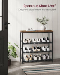 Vasagle Shoe Rack, 4-Tier Shoe Storage With Shelves And Large Top, Adjustable Mesh Shelves,rustic Brown And Ink Black - thumbnail 9
