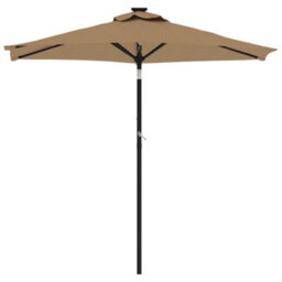Walplus Garden Parasol With Steel Pole Taupe 225X225X212 Cm - thumbnail 3