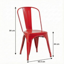 Fwstyle Bistro Set Of 4 Red Gloss Metal Chairs (H) 84 (W) 45.5 (D) 51Cm - thumbnail 5