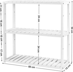 Songmics Bamboo Shelf, Height Adjustable, 3 Tier Shelf, For Bathroom, Wall, Kitchen, Books, White - thumbnail 2