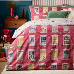furn. Furn Christmas Eve Reversible Duvet Cover Set, Cranberry, Single - thumbnail 4