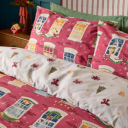 furn. Furn Christmas Eve Reversible Duvet Cover Set, Cranberry, Single - thumbnail 3