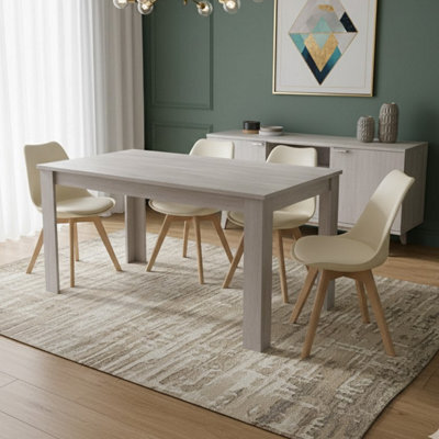 Kosy Koala Grey Dining Table Set With 4 Cream Plastic Chairs Modern Dining Furniture Set - image 1