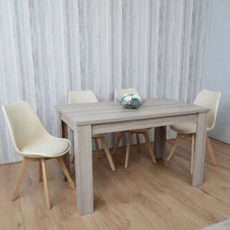 Kosy Koala Grey Dining Table Set With 4 Cream Plastic Chairs Modern Dining Furniture Set - thumbnail 2