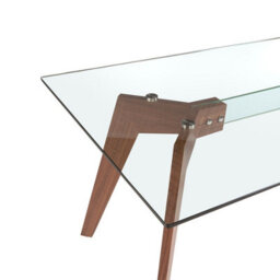 Angel Cerda Elegant Rectangular Tempered Glass And Walnut Dining Table For Modern Homes - thumbnail 4