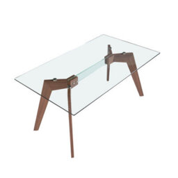 Angel Cerda Elegant Rectangular Tempered Glass And Walnut Dining Table For Modern Homes - thumbnail 5