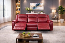SC FURNITURE LIMITED Burgundy Red Leather Gel Reclining 3 Seater + 2 Seater Recliner Sofas - Clifton - thumbnail 2