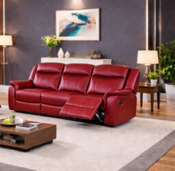 SC FURNITURE LIMITED Burgundy Red Leather Gel Reclining 3 Seater + 2 Seater Recliner Sofas - Clifton - thumbnail 4