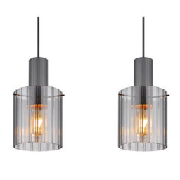 Luminosa Lighting Luminosa Tulivar Bar Pendant Ceiling Light Grey Dark Smoke Glass Shade 3X E27 - thumbnail 4