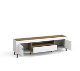 Arte Mossa Modern Tv Cabinet In White & Oak - W1770mm X H520mm X D400mm - thumbnail 2
