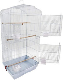 Xample 37 Large Metal Bird Cage Carrier For Parrots, Budgies, Cockatiels Durable Iron Frame, Open Top Play Area, 3 Perches, 4 Feeders