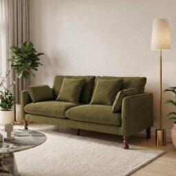 Furniturebox Uk Monroe Green Chenille Fabric 3 Seater Sofa - thumbnail 1