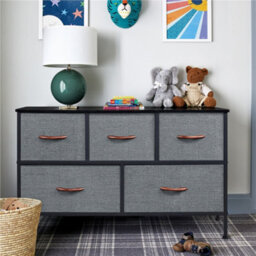 Yaheetech Fabric Chest Of Drawers With 5 Drawers Dark Grey - thumbnail 3