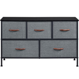 Yaheetech Fabric Chest Of Drawers With 5 Drawers Dark Grey - thumbnail 1