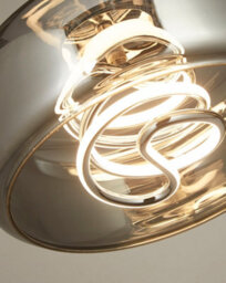 Lighting Collection Contemporary Chrome Capsule Pendant Light With Reflective Curved Glass Shade - thumbnail 4