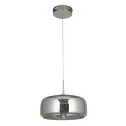 Lighting Collection Contemporary Chrome Capsule Pendant Light With Reflective Curved Glass Shade - thumbnail 3