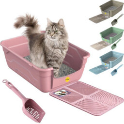 Cat Centre.Direct Cat Centre Blue Large Cat Litter Tray + Scoop + Tray Mat - Deep Open Box - thumbnail 7