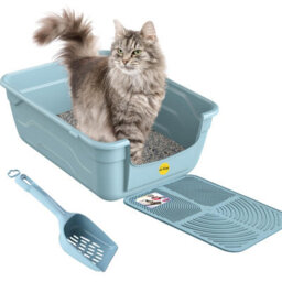 Cat Centre.Direct Cat Centre Blue Large Cat Litter Tray + Scoop + Tray Mat - Deep Open Box - thumbnail 3