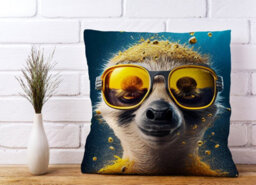 Warren Reed Designer Meerkat With Golden Glasses Splashart Cushions 45Cm X 45Cm - thumbnail 2