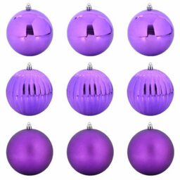 Vidaxl Christmas Bauble Set Xl 9 Pcs Lilac Plastic - thumbnail 2