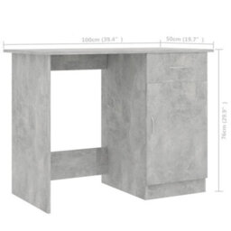 Berkfield Modern Desk Concrete Grey 100X50X76 Cm Engineered Wood - thumbnail 9