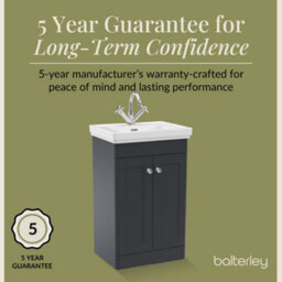 Balterley Swynnerton Traditional Bathroom Floor Standing 2-Door Vanity Unit & Fireclay Basin, Dark Grey, 500mm - thumbnail 6