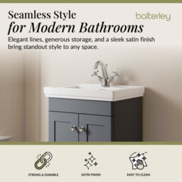 Balterley Swynnerton Traditional Bathroom Floor Standing 2-Door Vanity Unit & Fireclay Basin, Dark Grey, 500mm - thumbnail 2