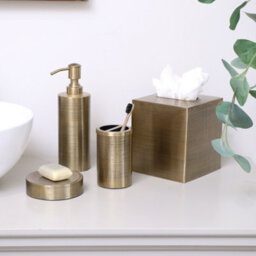Melody Maison Brass Gold Textured Metal Tissue Box Holder - thumbnail 8
