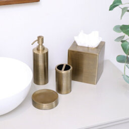 Melody Maison Brass Gold Textured Metal Tissue Box Holder - thumbnail 7
