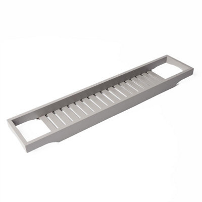 Bamboo Bath Tub Rack Storage Bathroom Caddy Shelf Tray Soap Holder Tidy Unit Charcoal Grey - image 1