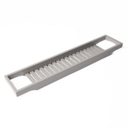 Bamboo Bath Tub Rack Storage Bathroom Caddy Shelf Tray Soap Holder Tidy Unit Charcoal Grey - thumbnail 1