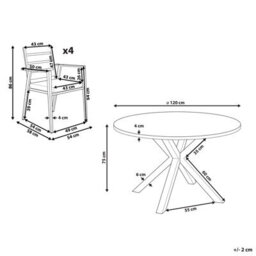 Beliani Garden Dining Set 4 Seater Maletto/busseto Metal Marble Effect White - thumbnail 3