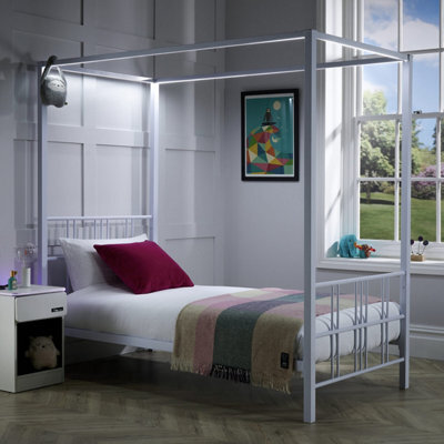 X Rocker Xr Living Fern Led 4 Poster Single Bed - White - image 1