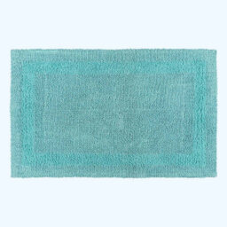 Homescapes Luxury Reversible Cotton Bath Mat Set - Aqua - thumbnail 2